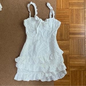 White Eyelet Ruffle Mini Dress